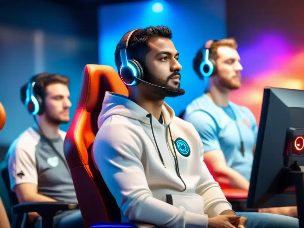 Jugadores de eSports concentrados y felices, disfrutando de los beneficios de la salud mental