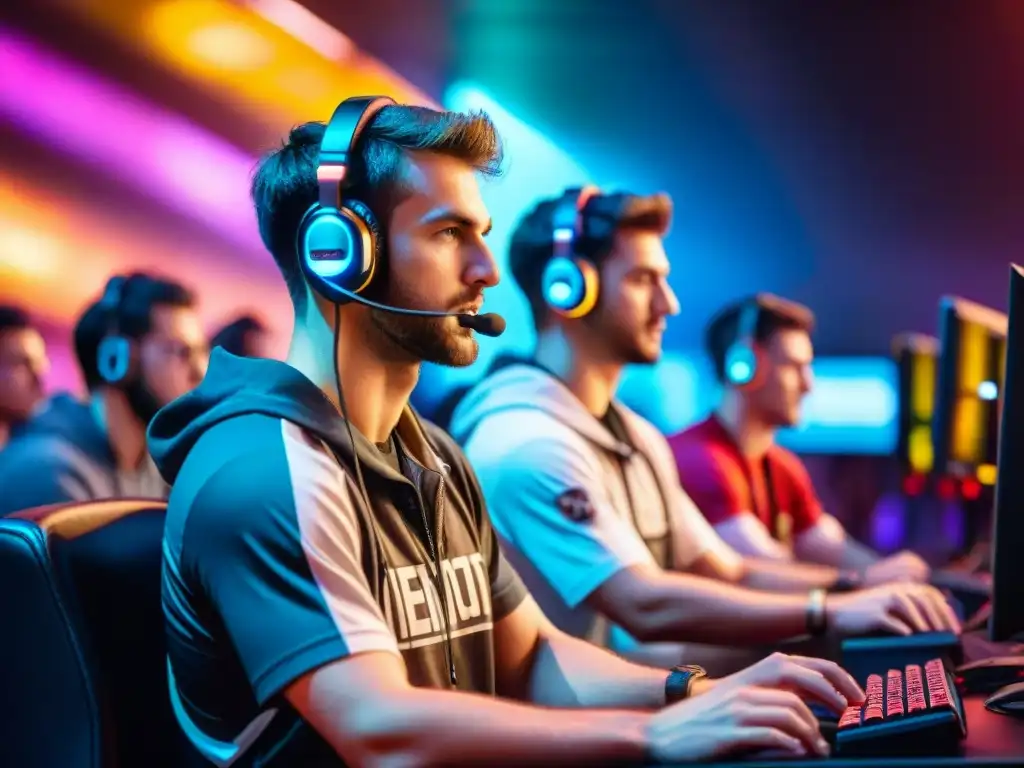 Jugadores de eSports compiten con intensidad en torneo, reflejando el impacto en juegos tradicionales