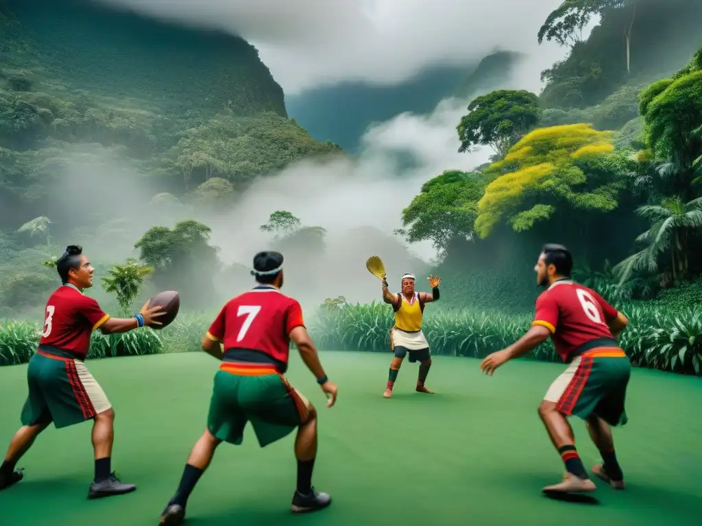 Jugadores indígenas compitiendo en ulama en la jungla: Deportes en la historia mundial