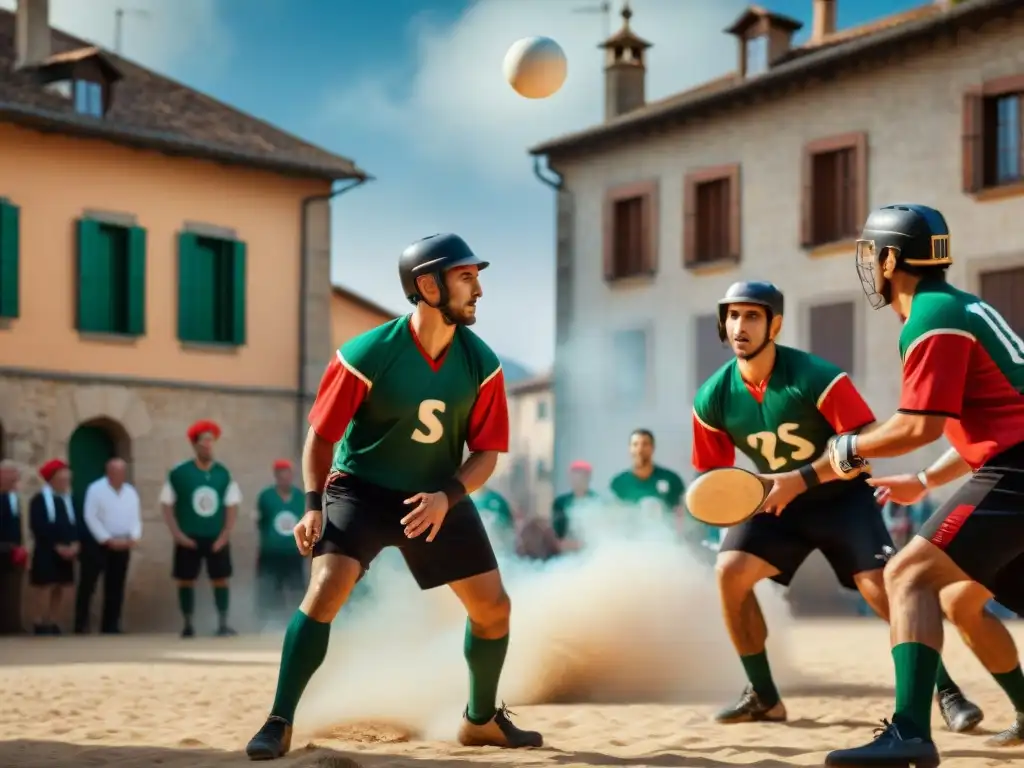 Jugadores de pelota vasca en frontón histórico, reflejando la pasión y destreza en este deporte tradicional