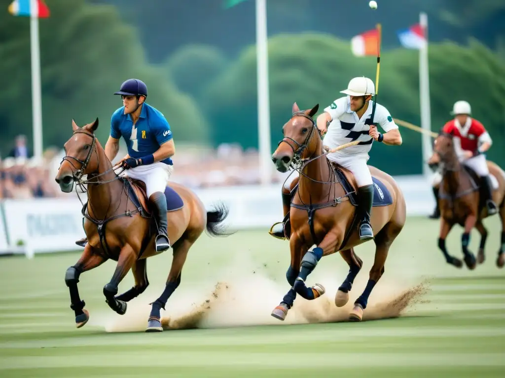 Intensidad y elegancia: Polo moderno en acción Dos jugadores de polo compiten en un intenso partido, rodeados de elegancia y emoción