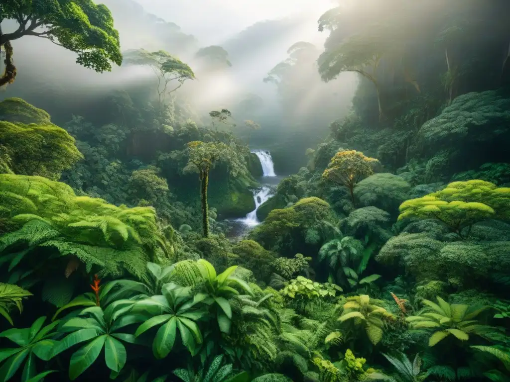 Una lluviosa selva tropical rebosante de vida salvaje, resaltando la importancia de la conservación en realidad virtual