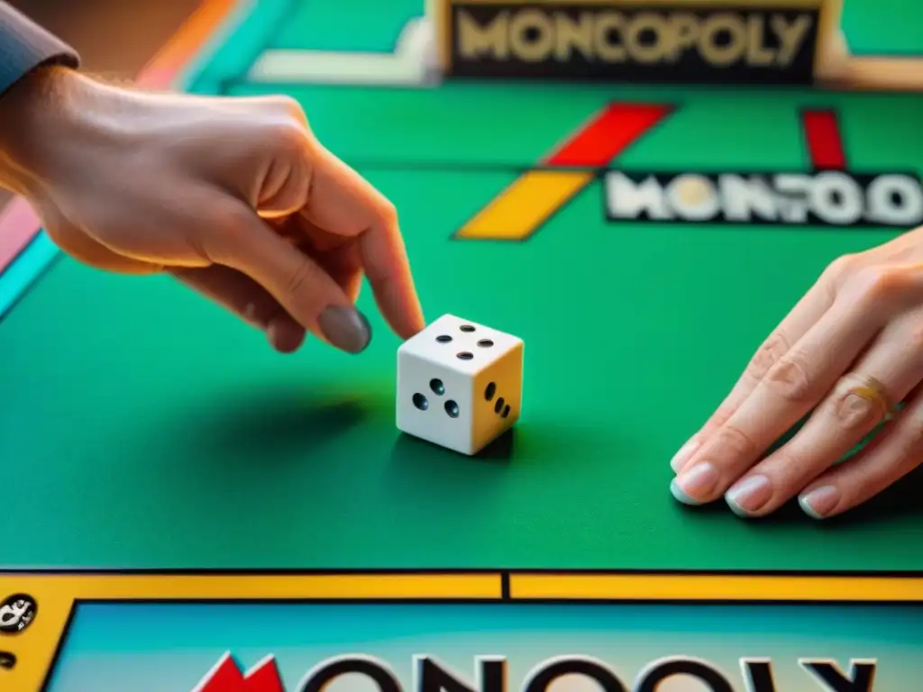 Manos expertas restaurando un juego vintage de Monopoly en taller iluminado