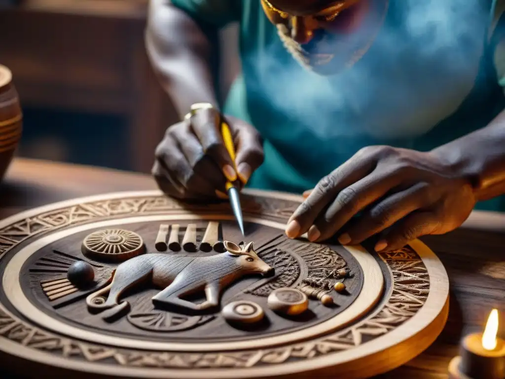 Manos expertas tallan piezas de juegos tradicionales en madera oscura