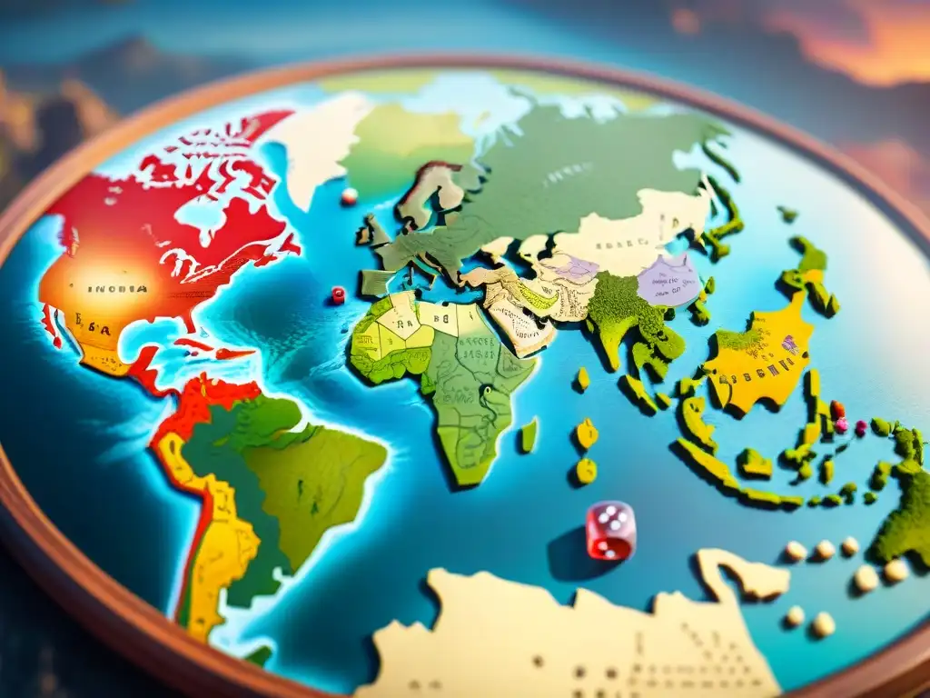 Mapa detallado del mundo: la expansión global de los juegos de rol Un mapa detallado del mundo resalta con colores vibrantes la historia de los juegos de rol a nivel global