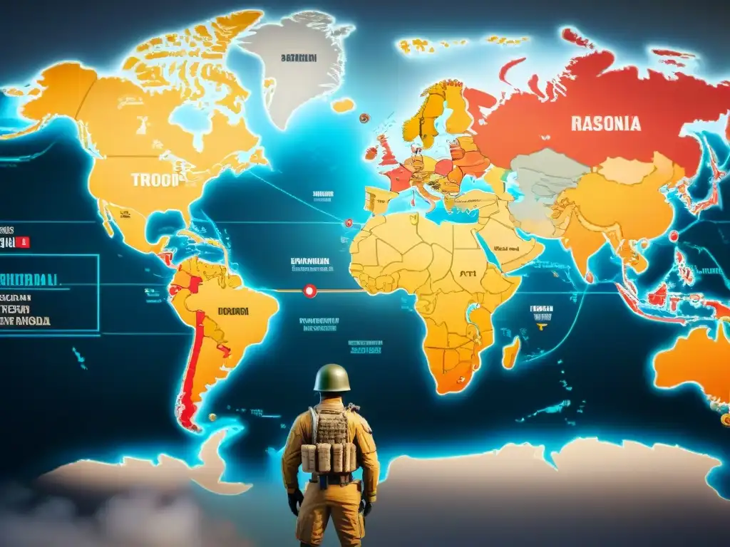 Mapa detallado del mundo con estrategias para ganar en Risk