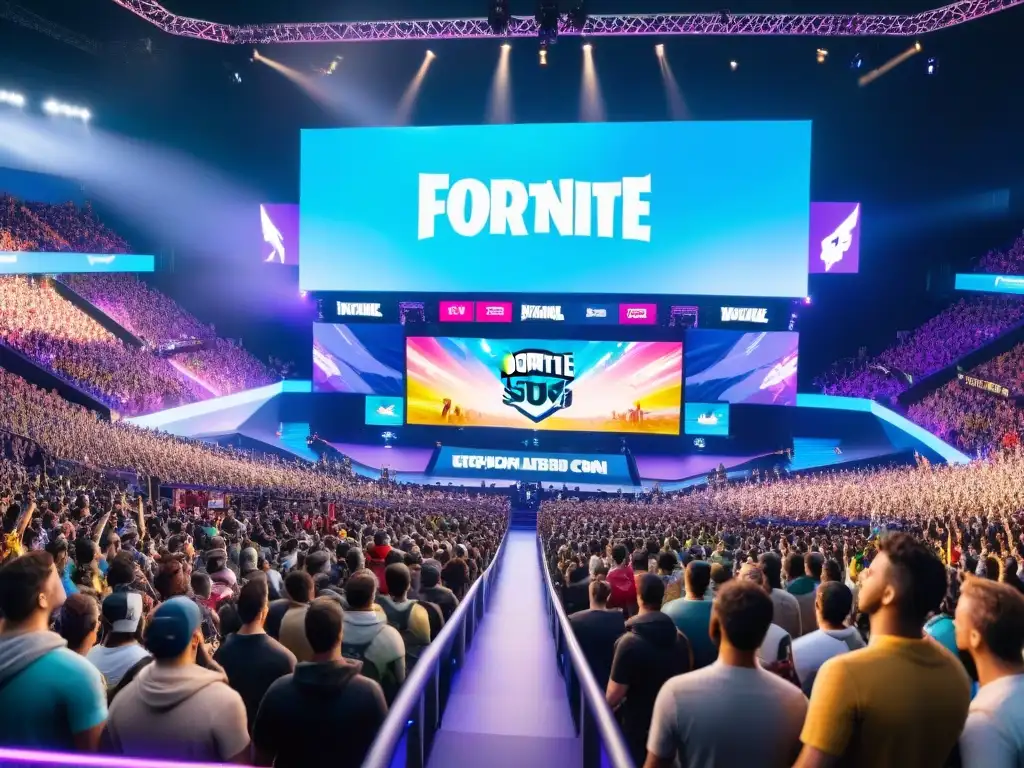 Un mar de fans diverso y apasionado en la arena de la Fortnite World Cup, fusionando historia, juegos, deportes, cultura mundial