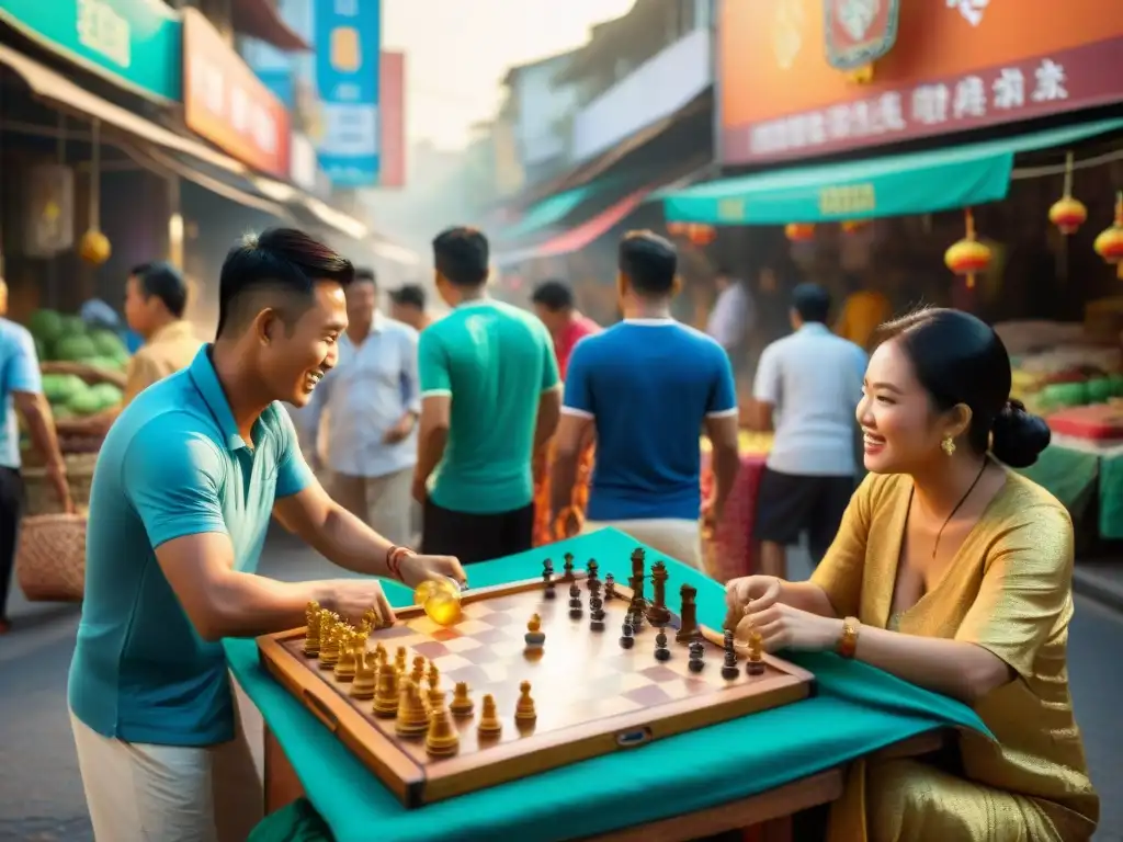 Un mercado callejero animado en Bangkok, Tailandia, con pasatiempos en el sudeste asiático