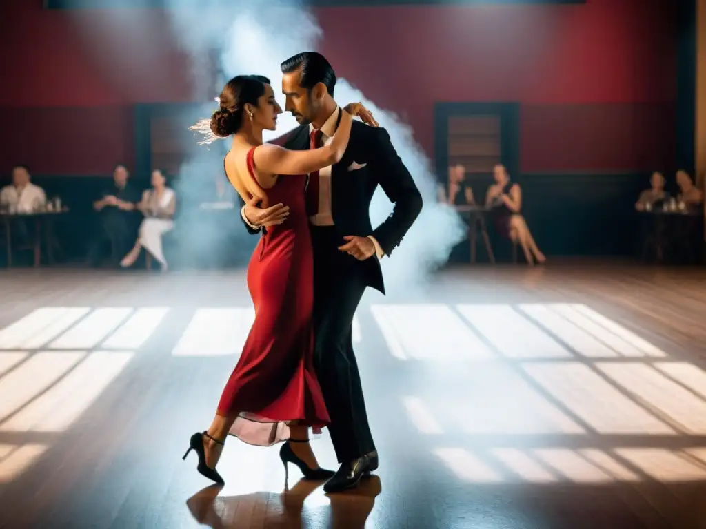 Una milonga en Buenos Aires con parejas bailando tango