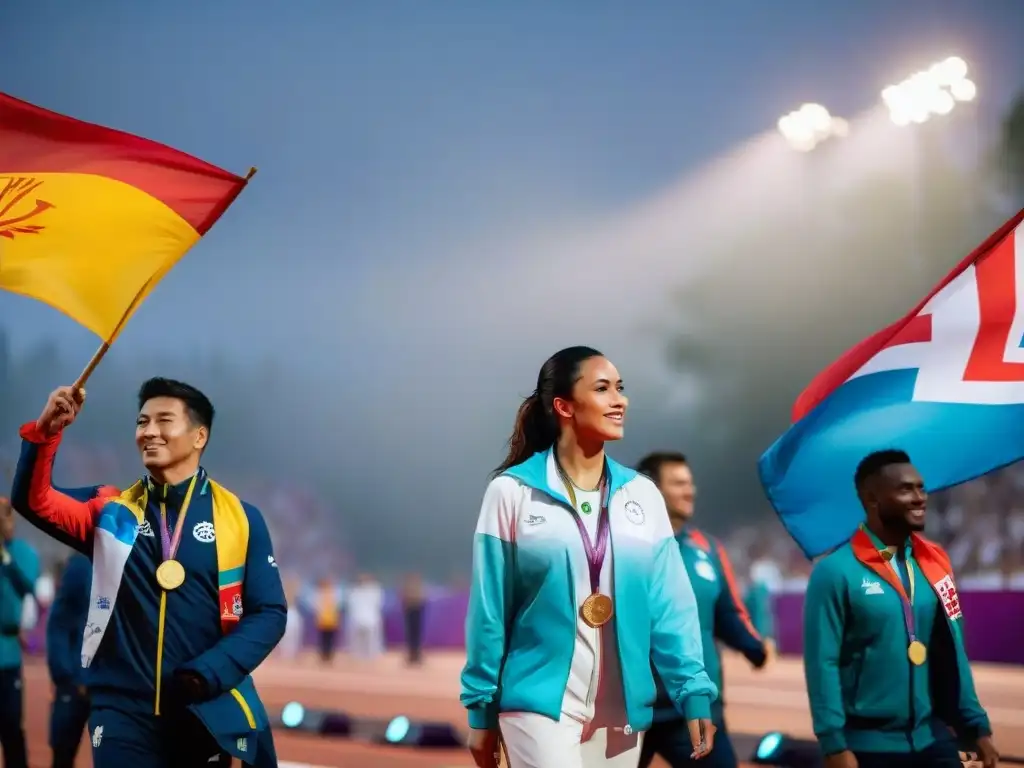 Un momento de unidad y deportividad en la ceremonia de apertura de los Juegos Olímpicos, reflejando el impacto del Olimpismo en Paz