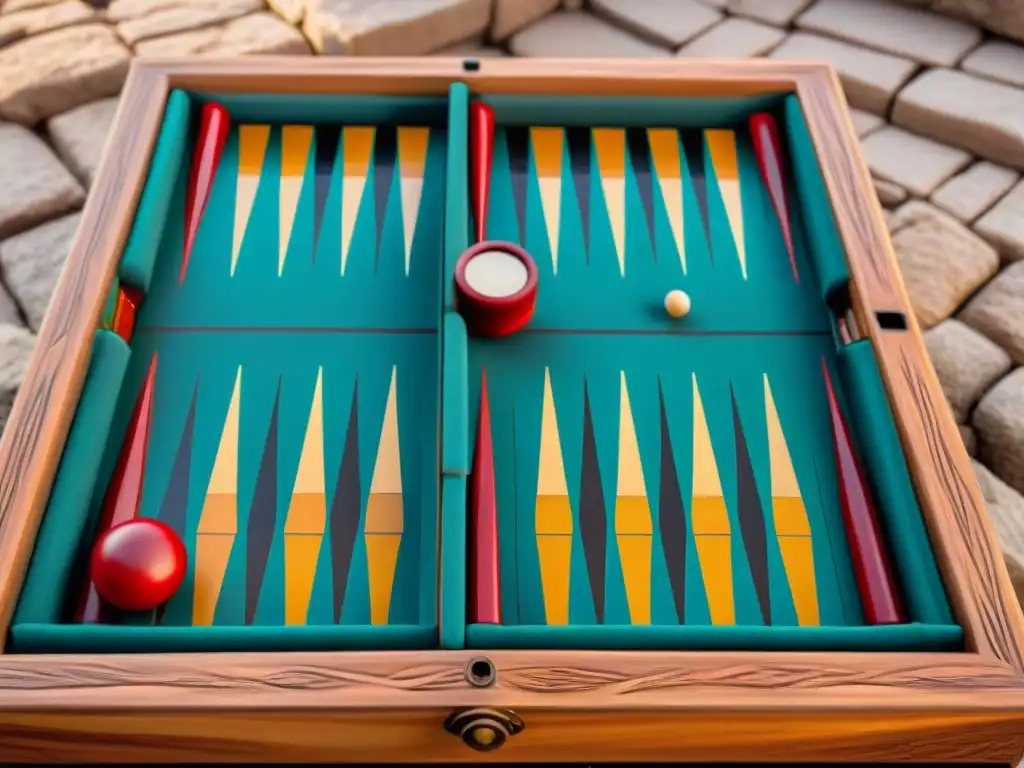 Mosaico detallado de tablero de backgammon en ciudad mesopotámica, reflejando historia del backgammon en culturas