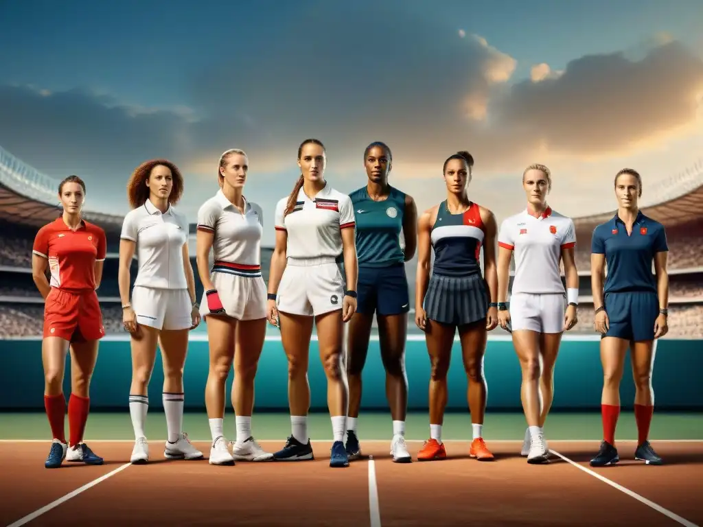 La evolución de mujeres en deportes europeos a lo largo de la historia, desde tenis hasta atletismo, reflejada en atletas de diferentes épocas