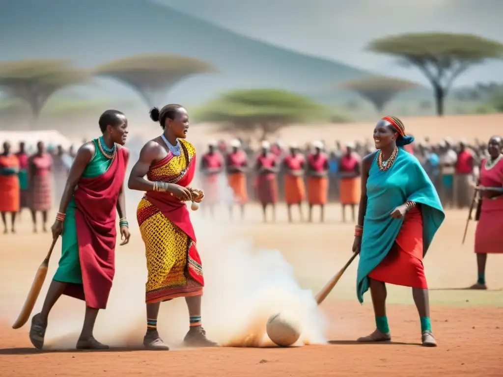 Mujeres Maasai compiten en cricket tradicional bajo el sol africano