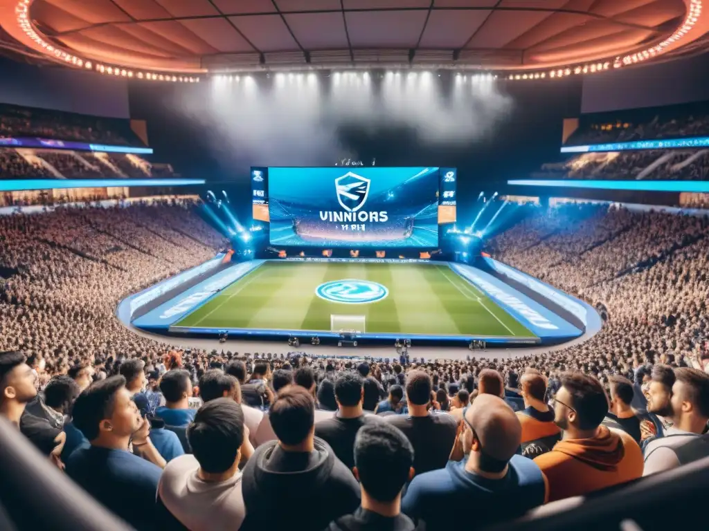 Multitud emocionada en estadio viendo eSports, muestra la transformación del concepto de aficionado