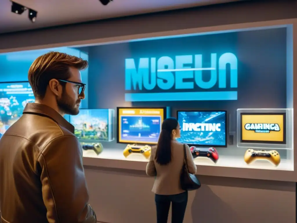 Un museo futurista dedicado a la historia y evolución de los videojuegos, con exhibiciones interactivas y consolas vintage