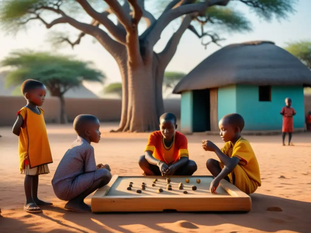 Niños juegan bajo un baobab en África