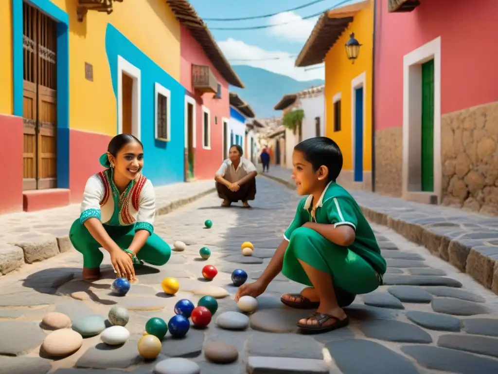 Niños juegan canicas en la calle, mostrando la alegría de los juegos tradicionales en la sociedad mexicana