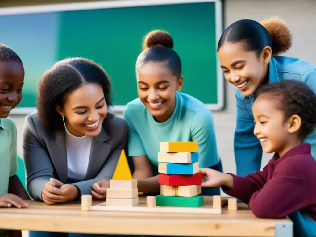 Niños de diversas culturas juegan y aprenden juntos en la escuela