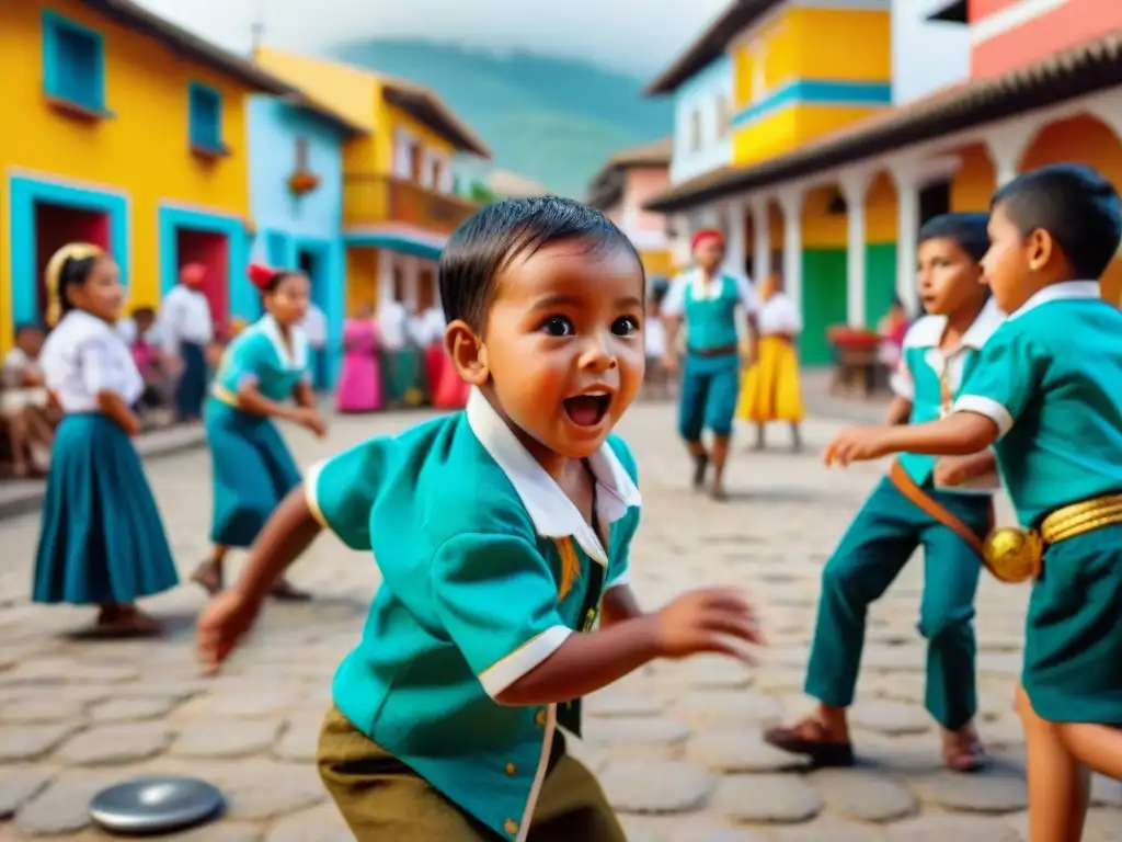 Niños disfrutan de un emocionante juego de Tejo en una celebración tradicional en Latinoamérica