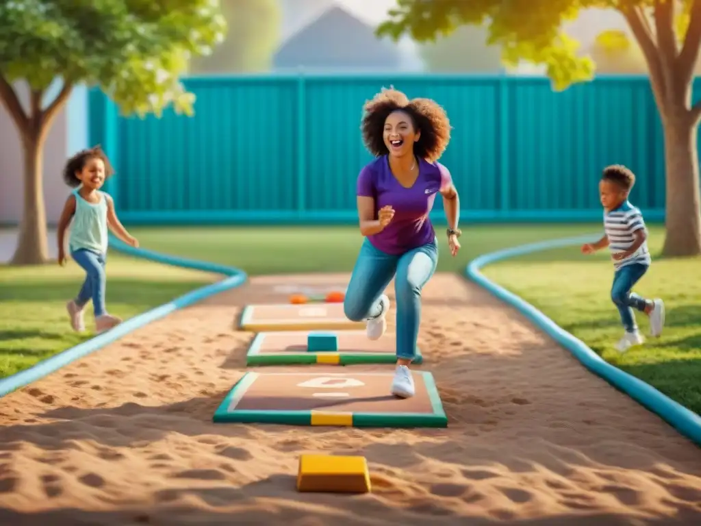 Diversión multicultural en juegos tradicionales infantiles Niños de diversas etnias juegan juegos tradicionales, demostrando la importancia de estos en el desarrollo cognitivo y social