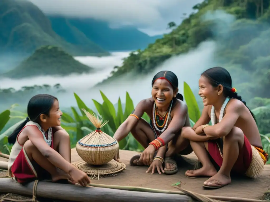 Niños indígenas juegan con alegría en su aldea, resistiendo a la globalización con juegos tradicionales y riqueza cultural