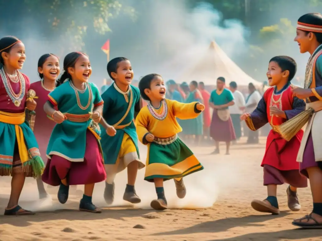 Niños indígenas disfrutan festival de juegos tradicionales, entre colores, emoción y diversidad cultural