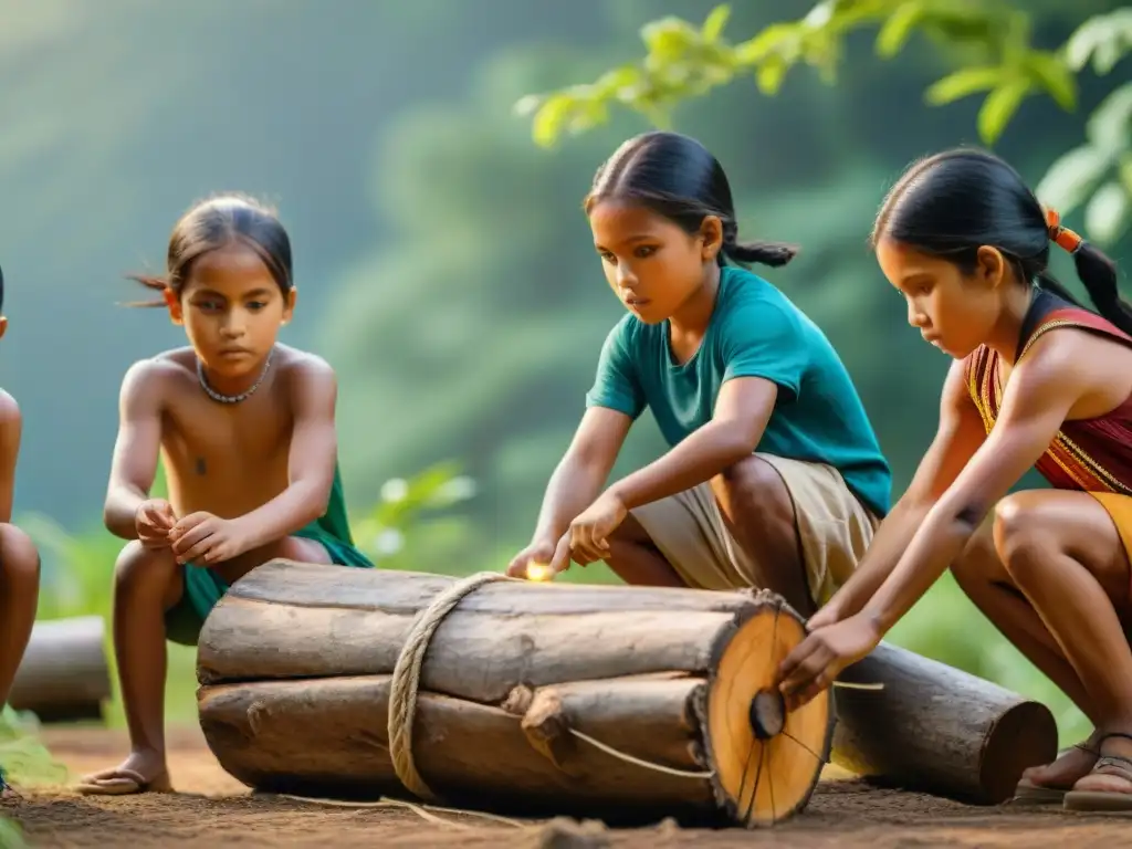 Niños indígenas juegan con habilidades vitales en un emocionante juego al aire libre