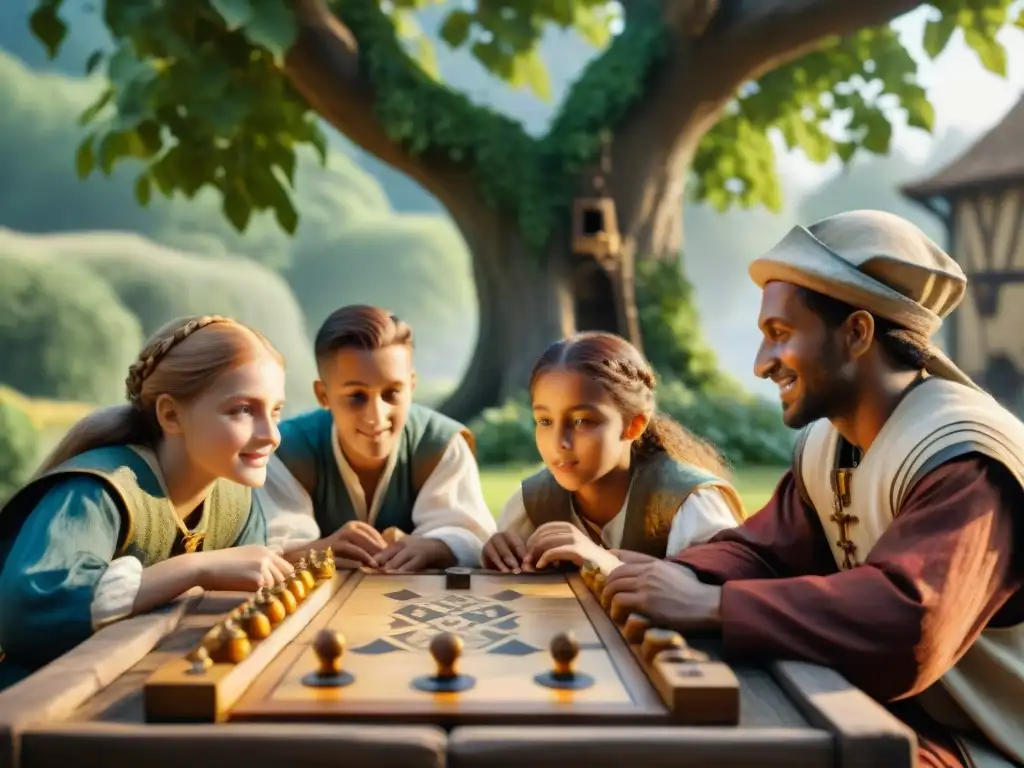 Niños disfrutan de juegos tradicionales bajo un árbol centenario, mejorando habilidades matemáticas