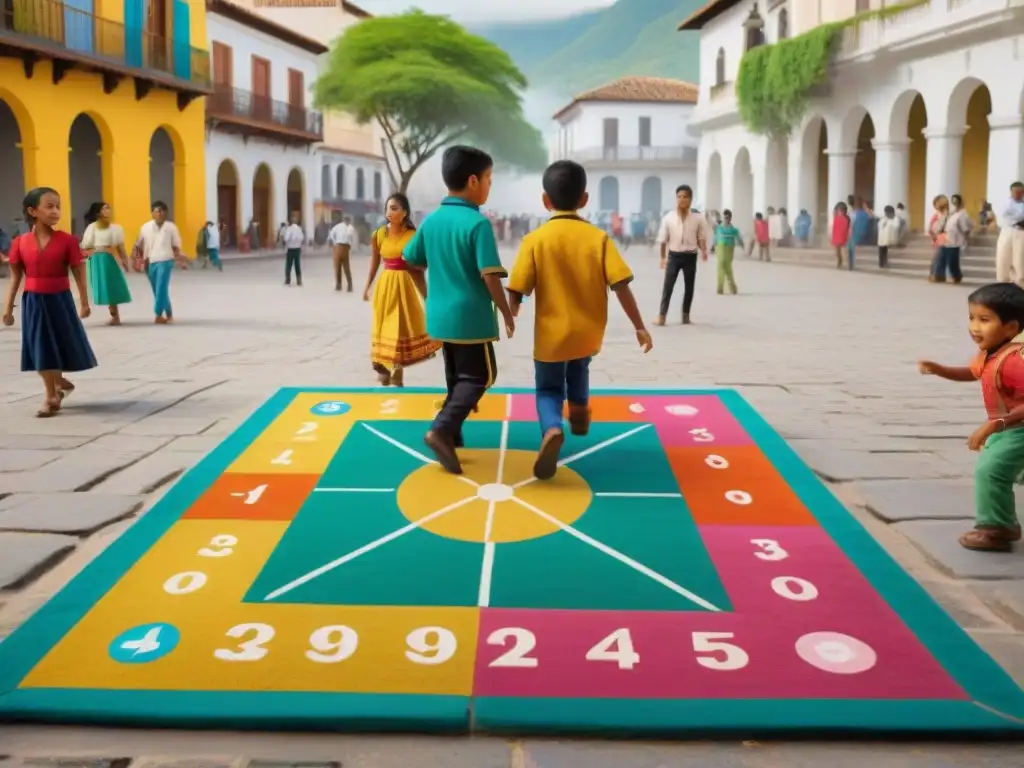 Niños disfrutan de juegos tradicionales en plaza latinoamericana: La Rayuela y El Trompo