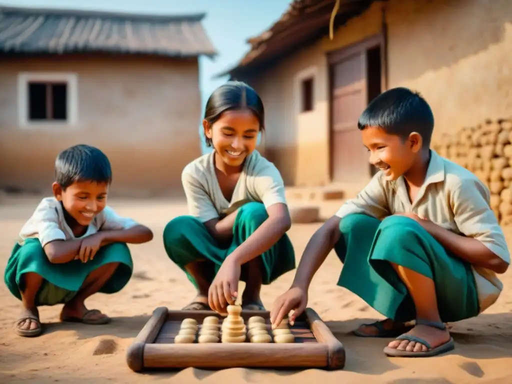 Niños disfrutan y se esfuerzan juntos en un juego tradicional, mostrando resiliencia humana en juegos tradicionales