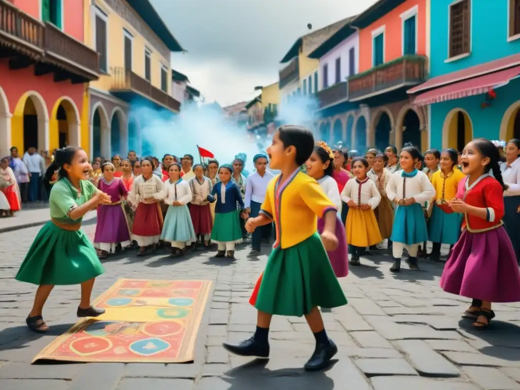 Niños juegan La Rayuela en mercado latino