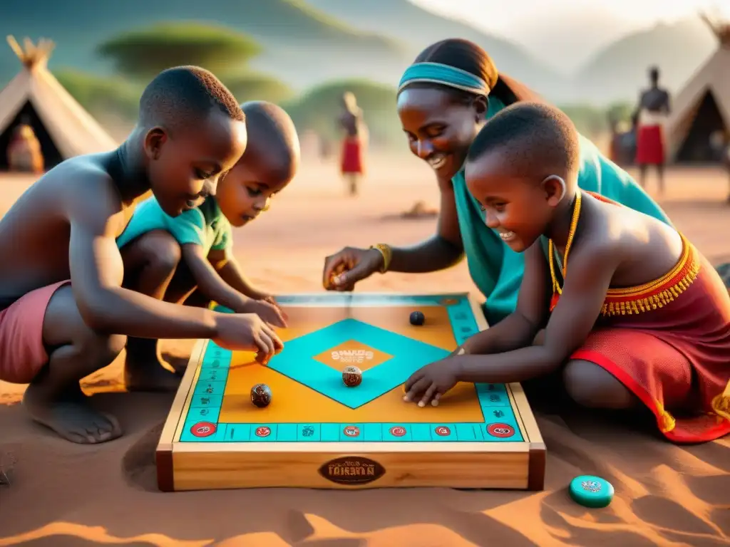 Niños de tribus africanas juegan juegos indígenas culturales auténticos en comunidad