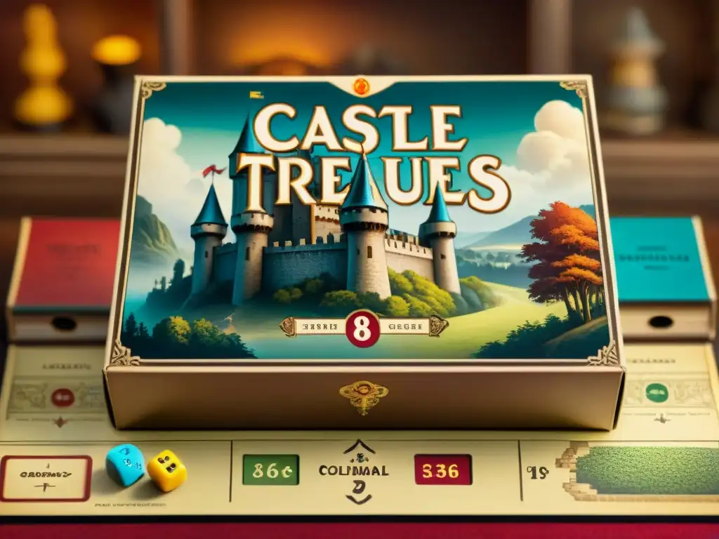 Un nostálgico y detallado juego de mesa vintage de alto valor, 'Castle Siege', con ilustraciones de un asedio medieval