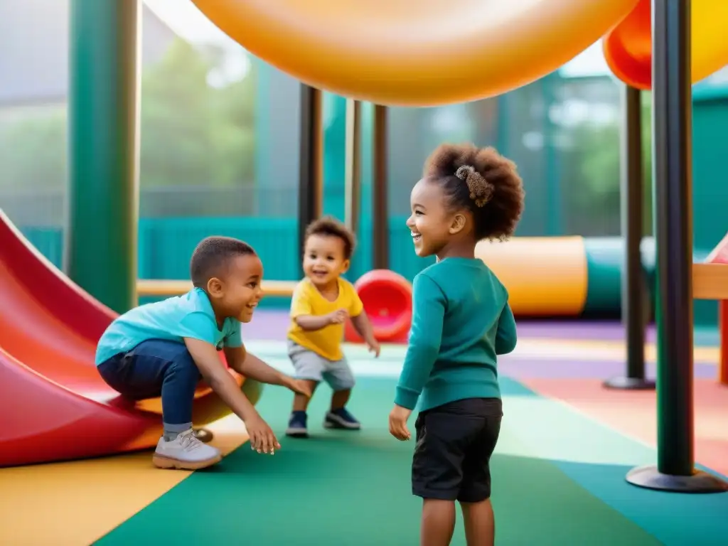 Un parque inclusivo para niños con diferentes habilidades y antecedentes, fomentando la camaradería y la diversión