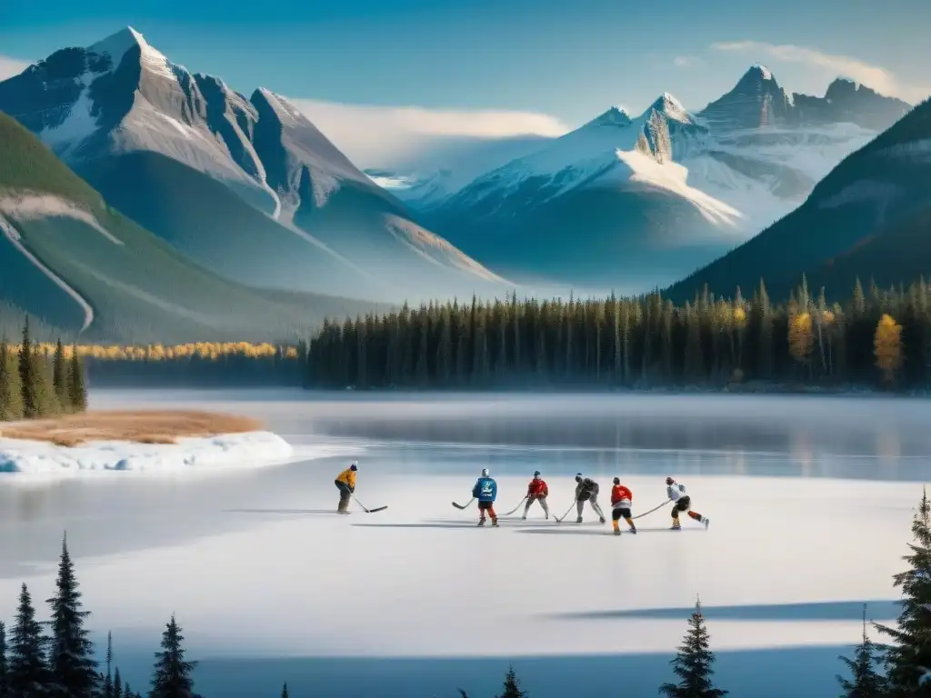 Partida de hockey sobre hielo en Canadá en el siglo XIX