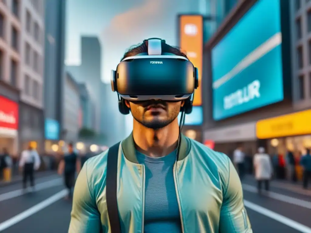 Persona en realidad virtual vive la ciudad con asombro y confusión