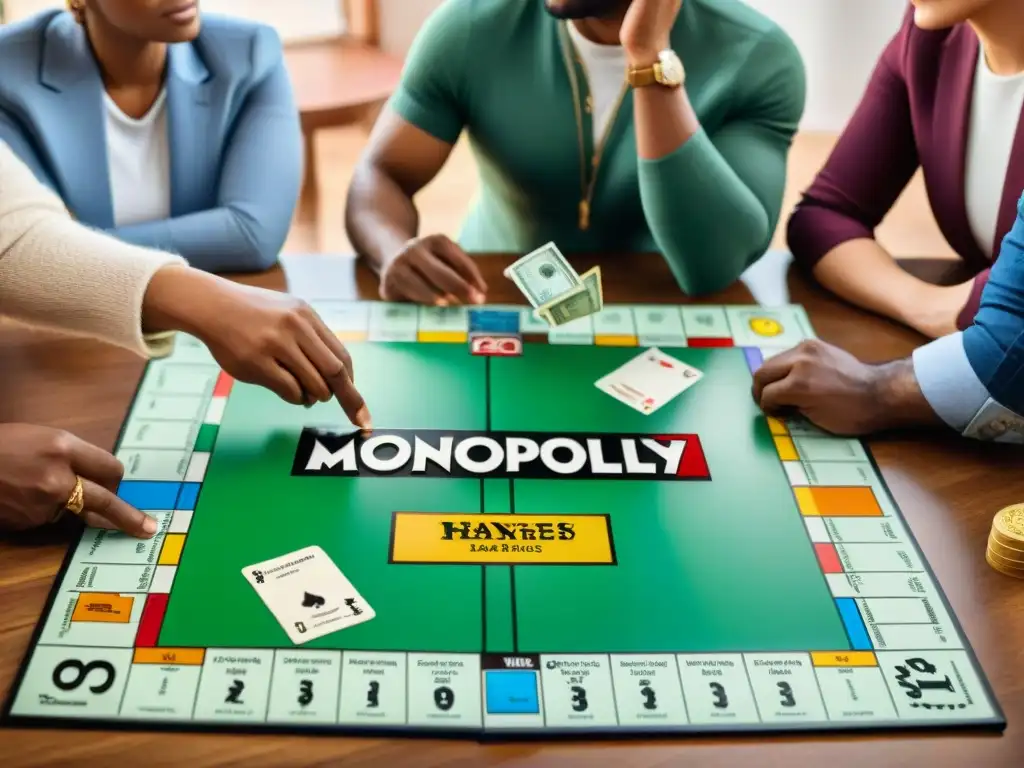 Diversas personas estrategizando en Monopoly