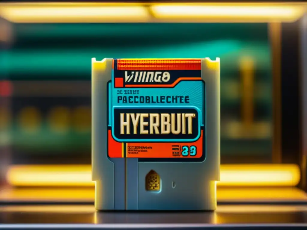 Raro cartucho de videojuego vintage en estuche de terciopelo Presentación de un juego antiguo en estuche de terciopelo, resaltando detalles y diseño vintage