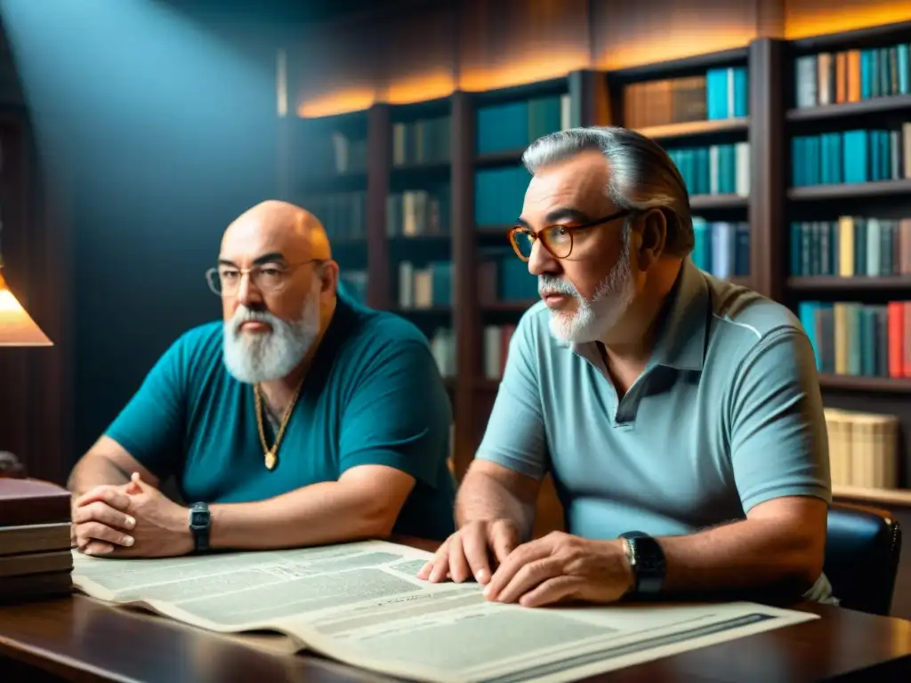 Gary Gygax y Dave Arneson creando la primera edición de Dungeons & Dragons en una atmósfera intensa y creativa