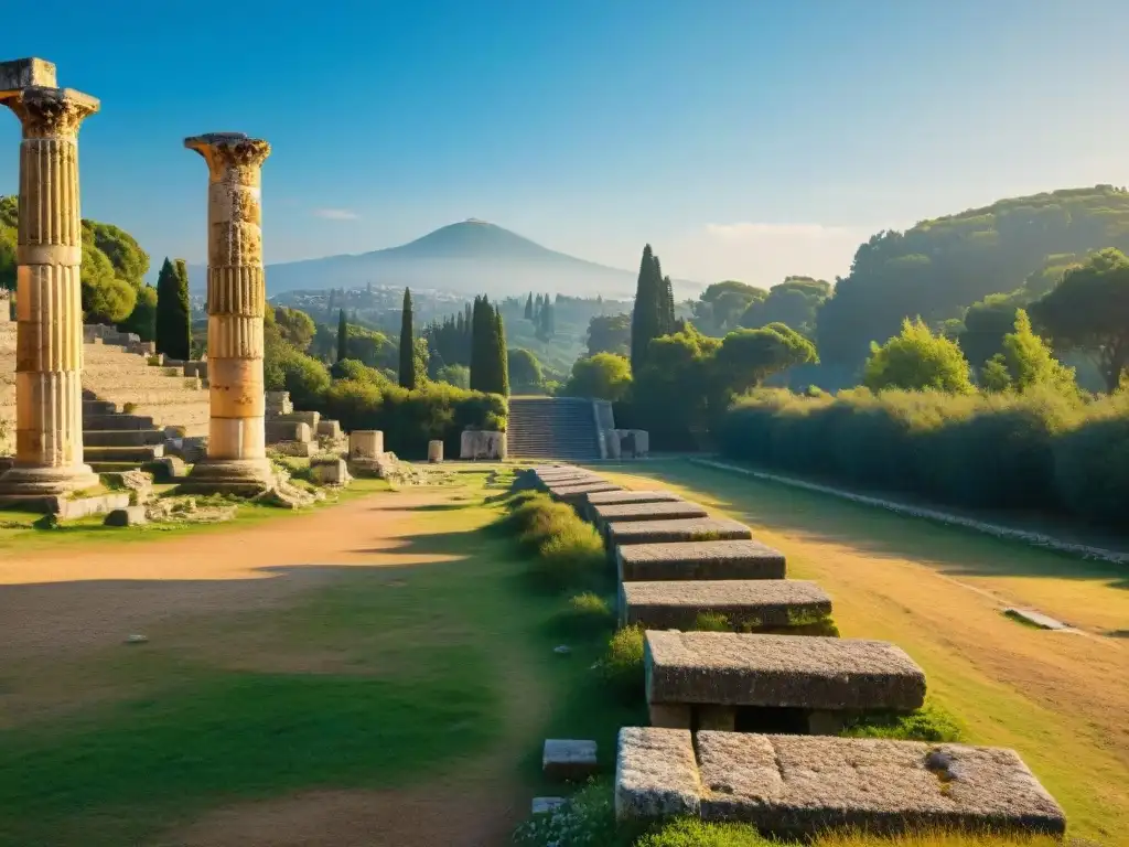 Ruinas del antiguo estadio olímpico en Olympia, Grecia