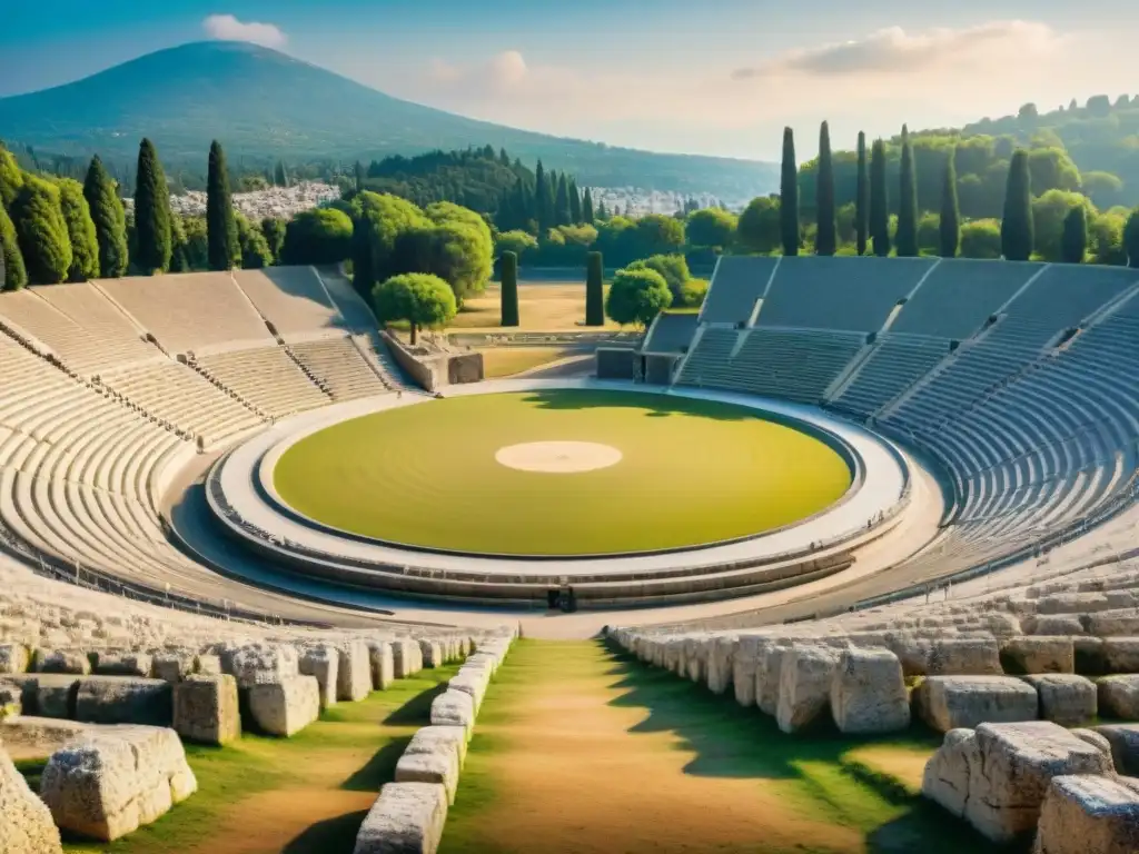 Ruinas detalladas del Estadio Olímpico en Olimpia, Grecia