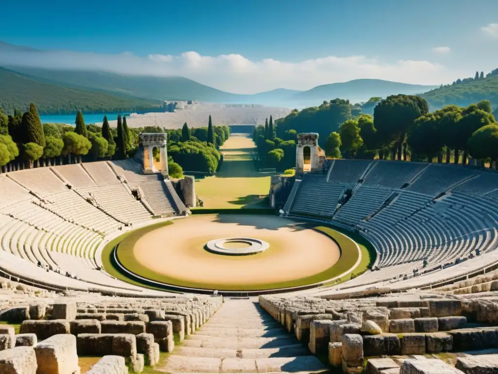 Ruinas de estadio de los Juegos Olímpicos Antiguos en Olympia, Grecia, revelando su grandiosidad arquitectónica