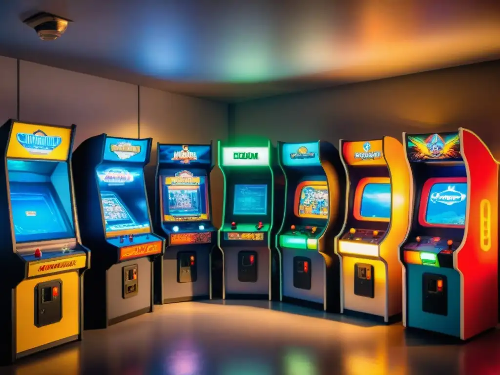 Una sala de arcade de los 90 con máquinas vintage y juegos clásicos de disparos en primera persona