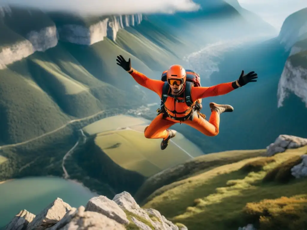 Un salto base al atardecer: adrenalina en deportes extremos