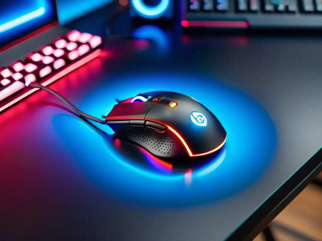 Un setup gaming inmersivo con ratón y teclado de alta tecnología