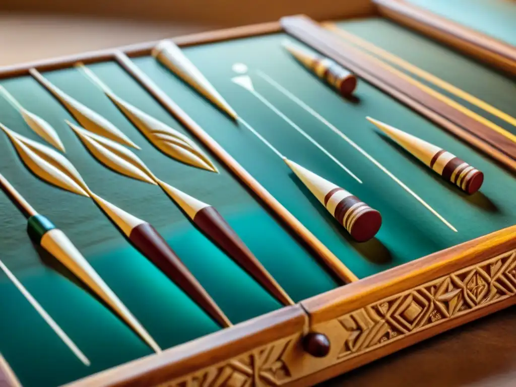 Tablero de backgammon antiguo tallado, muestra la historia del backgammon en culturas con detalle y significado histórico