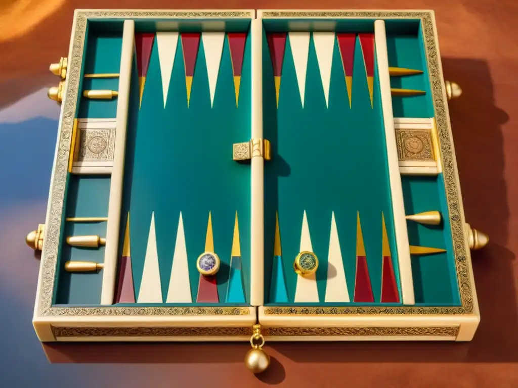 Tablero de backgammon mesopotámico antiguo tallado en marfil y adornado con pan de oro, mostrando la evolución de juegos en culturas antiguas