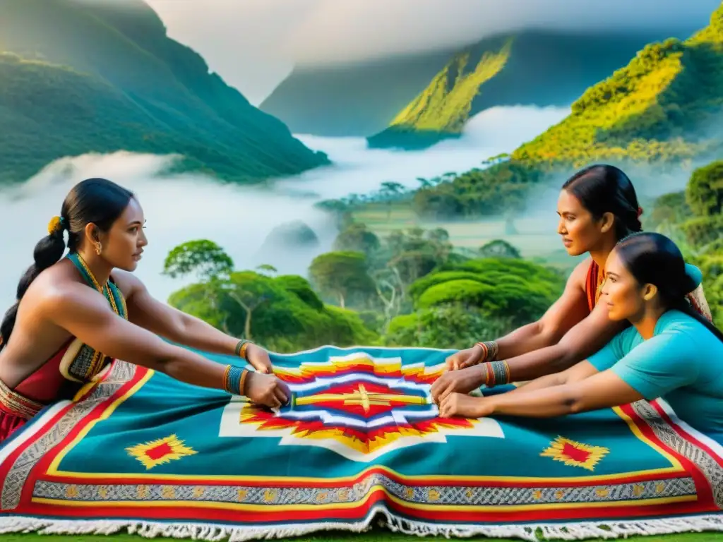 Un tapiz intrincado y vibrante que muestra diversas culturas indígenas participando en el juego tradicional Tug of War, uniéndose en fuerza y unidad