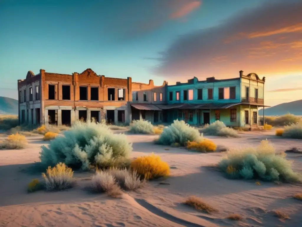 Tesoro en ciudades fantasma: Ruinas abandonadas al atardecer, con misterio y belleza