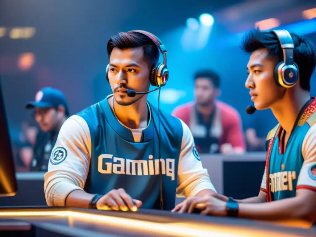 Un torneo de eSports con jugadores de diversas culturas en atuendos tradicionales
